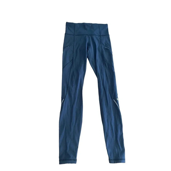 Lululemon Women's Blue Zipper Pocket Break Free Tight Legging Size 4 - Picture 1 of 4